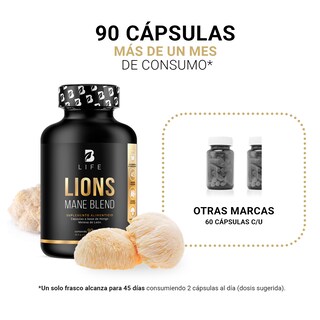 Foto 4 | Foto 4 | Suplemento Alimenticio Hongo Melena de León Puro 90 Cápsulas Ingredientes Naturales Lions Mane Blend B Life