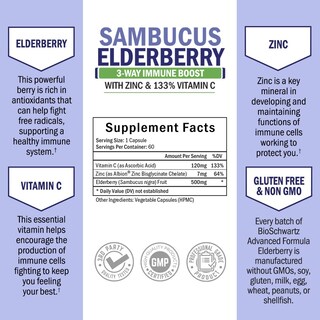 Foto 6 | Foto 6 | Suplemento Bioschwartz Elderberry con Zinc y Vitamina C 60 Unidades - Venta Internacional