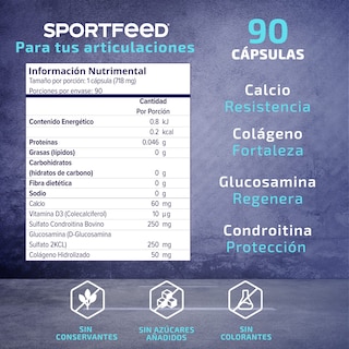 Foto 6 | Foto 6 | Suplemento Alimenticio Sportfeed JNTS 90 Cápsulas