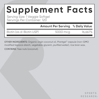 Foto 6 | Foto 6 | Suplemento de Biotina Vegana Sports Research de 5000 Mcg con Aceite de Coco - Venta Internacional