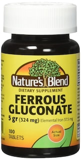 Foto 1 | Foto 1 | Tabletas de Gluconato Ferroso Nature's Blend 324 Mg 100 Unidades 2 Piezas- Venta Internacional