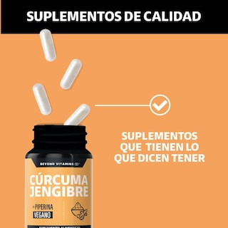 Foto 4 | Foto 4 | Suplemento Alimenticio Beyond Vitamins Cúrcuma, Jengibre Con Pimienta Negra 180 Cápsulas