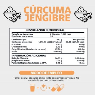 Foto 6 | Foto 6 | Suplemento Alimenticio Beyond Vitamins Cúrcuma, Jengibre Con Pimienta Negra 180 Cápsulas