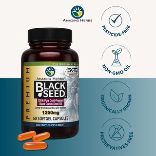 Foto 4 | Foto 4 | Aceite de Semillas Negras Premium Supplement Amazing Herbs 60 Cápsulas - Venta Internacional