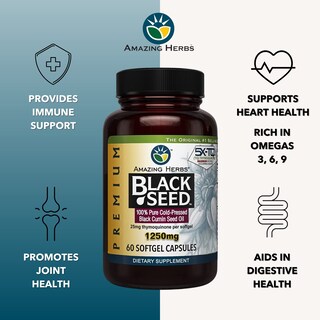 Foto 5 | Foto 5 | Aceite de Semillas Negras Premium Supplement Amazing Herbs 60 Cápsulas - Venta Internacional