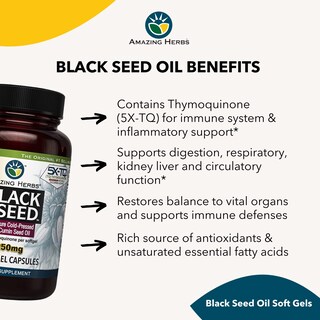 Foto 6 | Foto 6 | Aceite de Semillas Negras Premium Supplement Amazing Herbs 60 Cápsulas - Venta Internacional