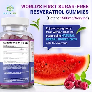 Foto 6 | Foto 6 | Gomitas de Resveratrol Purify Life Sin Azúcar 1500 Mg - Venta Internacional