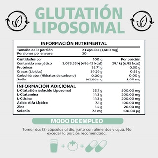 Foto 6 | Foto 6 | Suplemento Alimenticio L-glutation Liposomal, L-glutamina, L-glicina, Zinc Y Selenio 60 Cápsulas