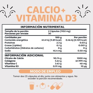 Foto 6 | Foto 6 | Suplemento Alimenticio Beyond Vitamins Calcio, Vitamina D3, Colágeno Hidrolizado Y Vitamina C  60 Cápsulas