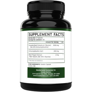 Foto 2 | Foto 2 | Suplemento Dorado Nutrition Calostro 1000 mg 120 Cápsulas Veganas - Venta Internacional