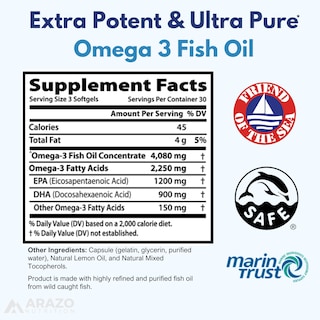 Foto 2 | Foto 2 | Aceite de Pescado Omega 3 Supplement Arazo Nutrition 4080 Mg 90 Cápsulas Blandas - Venta Internacional