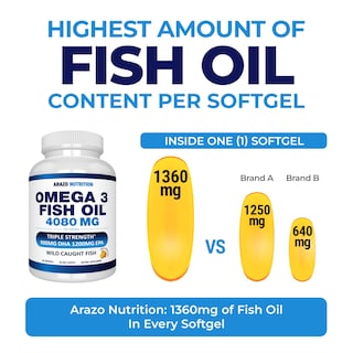 Foto 3 | Foto 3 | Aceite de Pescado Omega 3 Supplement Arazo Nutrition 4080 Mg 90 Cápsulas Blandas - Venta Internacional
