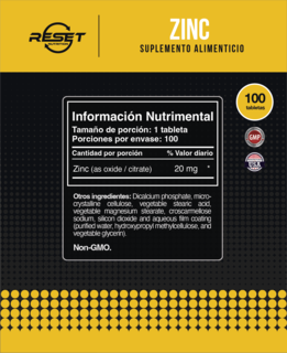 Foto 4 | Foto 4 | Reset Nutrition | Zinc 20 Mg | Presión Alta | Hipertensión | Hecho En Usa | 90 Tabletas