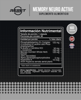 Foto 4 | Foto 4 | Reset Nutrition | Memory Neuro Active | Nootrópicos Natural | Concentración | Memoria | Hecho En Usa | 60 Cápsulas