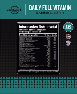 Foto 4 | Foto 4 | Reset Nutrition | Daily Full Vitamin | Vitaminas Y Minerales | Multivitamínico | Hecho En Usa | 120 Cápsulas