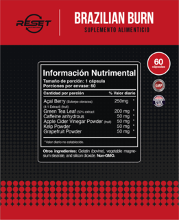 Foto 4 | Foto 4 | Suplemento Natural Ideal para Ejercicio Reset Nutrition Brazilian Burn Acaí 60 Cápsulas