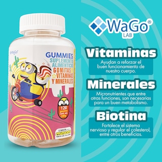 Foto 5 | Foto 5 | Gummies Minions Wago Lab 120 Pzas. Cont. 240g Gomitas Con Vitaminas Y Minerales Para Niños Y Adultos