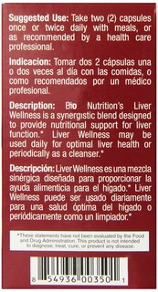 Foto 2 | Foto 2 | Suplemento Bio Nutrition Liver Wellness 60 Cápsulas Vegetarianas - Venta Internacional.