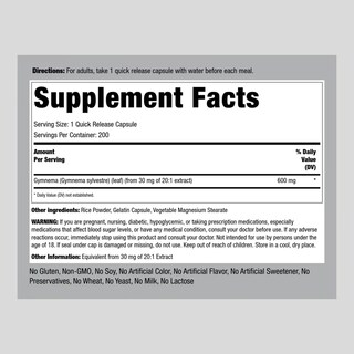Foto 2 | Foto 2 | Suplementos Piping Rock Gymnema Sylvestre 600 Mg 200 Cápsulas - Venta Internacional.