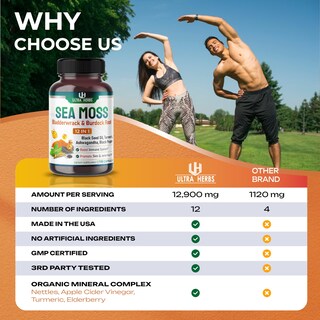 Foto 2 | Foto 2 | Suplemento Ultra Herbs Sea Moss De 12,900 Mg Con Aceite De Semilla Negra - Venta Internacional.