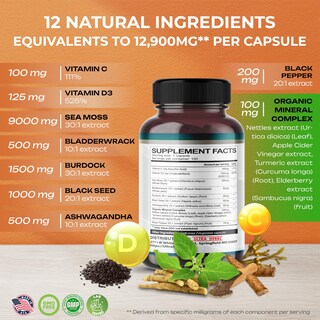 Foto 3 | Foto 3 | Suplemento Ultra Herbs Sea Moss De 12,900 Mg Con Aceite De Semilla Negra - Venta Internacional.