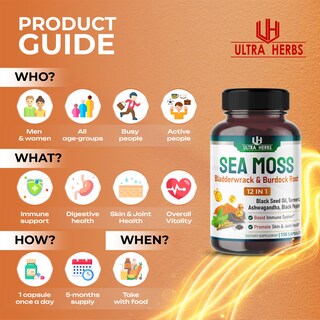 Foto 5 | Foto 5 | Suplemento Ultra Herbs Sea Moss De 12,900 Mg Con Aceite De Semilla Negra - Venta Internacional.
