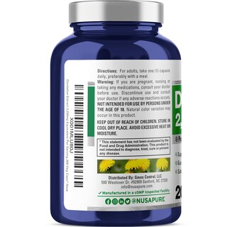 Foto 3 | Foto 3 | Suplemento De Extracto De Raíz De Diente De León Nusapure, 2.250 Mg, 200 Cápsulas - Venta Internacional.