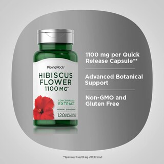 Foto 4 | Foto 4 | Suplemento Piping Rock Hibiscus Flowers 1100 Mg 120 Cápsulas - Venta Internacional.