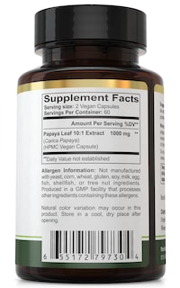 Foto 3 | Foto 3 | Suplemento De Extracto De Hoja De Papaya De Florida Herbal Pharmacy 120 Cápsulas - Venta Internacional.