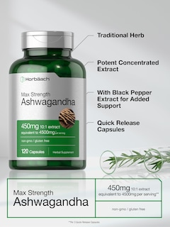 Foto 4 | Foto 4 | Suplemento Horbäach Ashwagandha Max Strength 120 Cápsulas - Venta Internacional.
