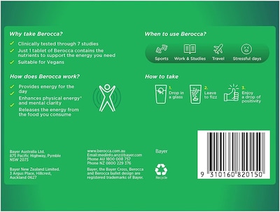 Foto 2 | Foto 2 | Suplemento Berocca Performance Original 45 Tabletas Efervescentes - Venta Internacional.