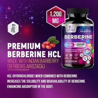 Foto 3 | Foto 3 | Suplemento Nature's Nutrition Berberine Hcl 1200 Mg 120 Cápsulas - Venta Internacional.