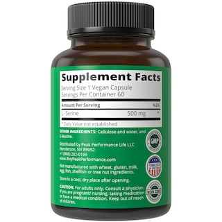 Foto 5 | Foto 5 | Suplemento Peak Performance, Cápsulas De L-serina, 500 Mg (60 Porciones) - Venta Internacional.