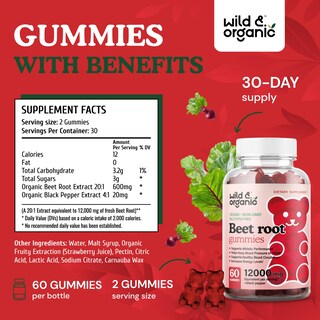 Foto 3 | Foto 3 | Suplementos: Gomitas De Raíz De Remolacha Silvestres Y Orgánicas, 1200 Mg - Venta Internacional.