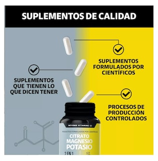 Foto 2 | Foto 2 | Citrato de Magnesio + Potasio 1500 mg Beyond Vitamins con Plátano en Polvo 180 Cápsulas