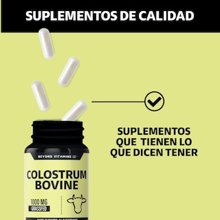 Foto 4 | Foto 4 | Suplemento Alimenticio Beyond Vitamins Calostro Bovino Grass Fed De Libre Pastoreo 1000 Mg Bovine Colostrum 60 Cápsulas