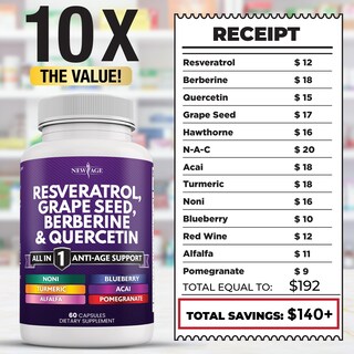 Foto 6 | Foto 6 | Suplemento New Age Resveratrol, 6000 Mg, Berberina, 3000 Mg, 120 Cápsulas - Venta Internacional.