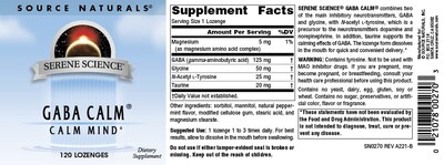 Foto 4 | Foto 4 | Pastillas Source Naturals Serene Science Gaba Calm 120 Unidades - Venta Internacional.