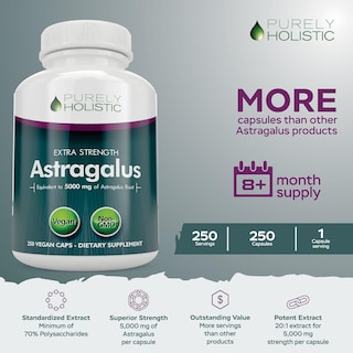 Foto 2 | Foto 2 | Suplemento De Astrágalo Purely Holistic 5000 Mg 250 Cápsulas - Venta Internacional.