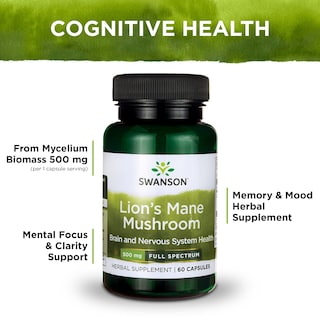 Foto 4 | Foto 4 | Suplemento Swanson Lion's Mane Mushroom 500 Mg 60 Cápsulas - Venta Internacional