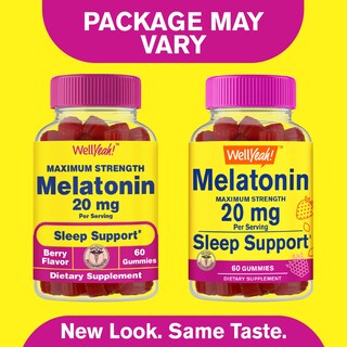 Foto 2 | Foto 2 | Gummies Wellyeah Melatonina, 20 Mg, Soporte Para Dormir, 60 Unidades (paquete De 2) - Venta Internacional.