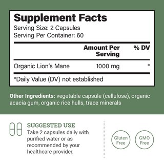 Foto 2 | Foto 2 | Suplemento Earth Harmony Naturals Organic Lions Mane 1000 Mg - Venta Internacional.
