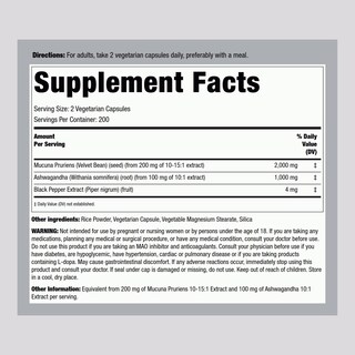 Foto 2 | Foto 2 | Suplemento Piping Rock Mucuna Ashwagandha 200 Cápsulas - Venta Internacional.