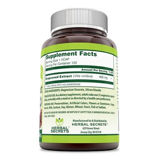 Foto 3 | Foto 3 | Suplemento De Extracto De Semilla De Uva Herbal Secrets 400 Mg 120 Cápsulas - Venta Internacional.