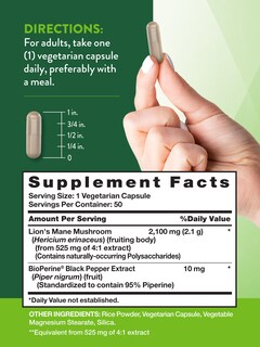 Foto 2 | Foto 2 | Suplemento Lions Mane Mushroom, 2100 Mg, 50 Cápsulas, Nature's Truth - Venta Internacional.