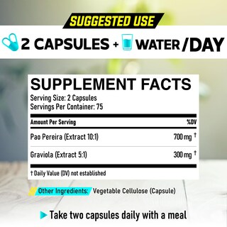Foto 2 | Foto 2 | Suplemento Dedicad: Extracto De Corteza De Pao Pereira, 850 Mg, 150 Cápsulas - Venta Internacional.