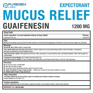 Foto 3 | Foto 3 | Mucus Relief Puregen Labs, Guaifenesina, 1200 Mg, Liberación En 12 Horas - Venta Internacional.