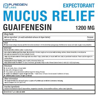 Foto 4 | Foto 4 | Mucus Relief Puregen Labs, Guaifenesina, 1200 Mg, Liberación En 12 Horas - Venta Internacional.