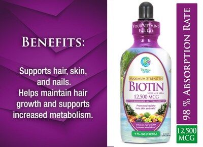 Foto 4 | Foto 4 | Gotas De Biotina Tropical Oasis De Máxima Concentración, 12.500 Mcg, 120 Ml - Venta Internacional.