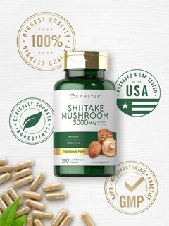 Foto 6 | Foto 6 | Suplemento De Extracto De Hongos Shiitake Carlyle 3000 Mg 200 Cápsulas - Venta Internacional.